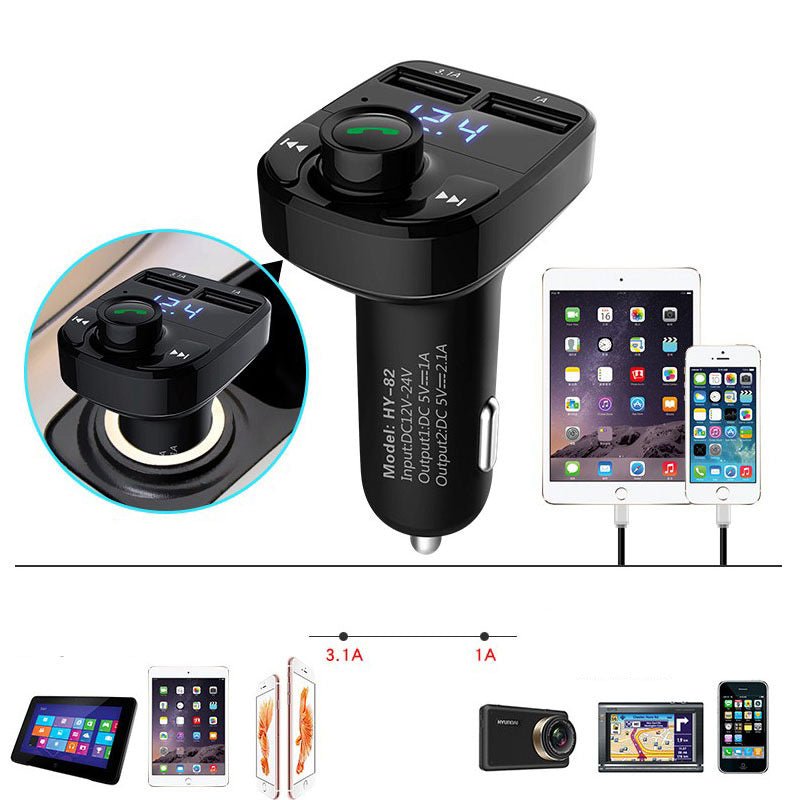 Car MP3 Audio Player Bluetooth Car Kit FM Transmitter Handsfree Calling 5V 4.1A Dual USB Car Charger Phone Charger - eilstore.com